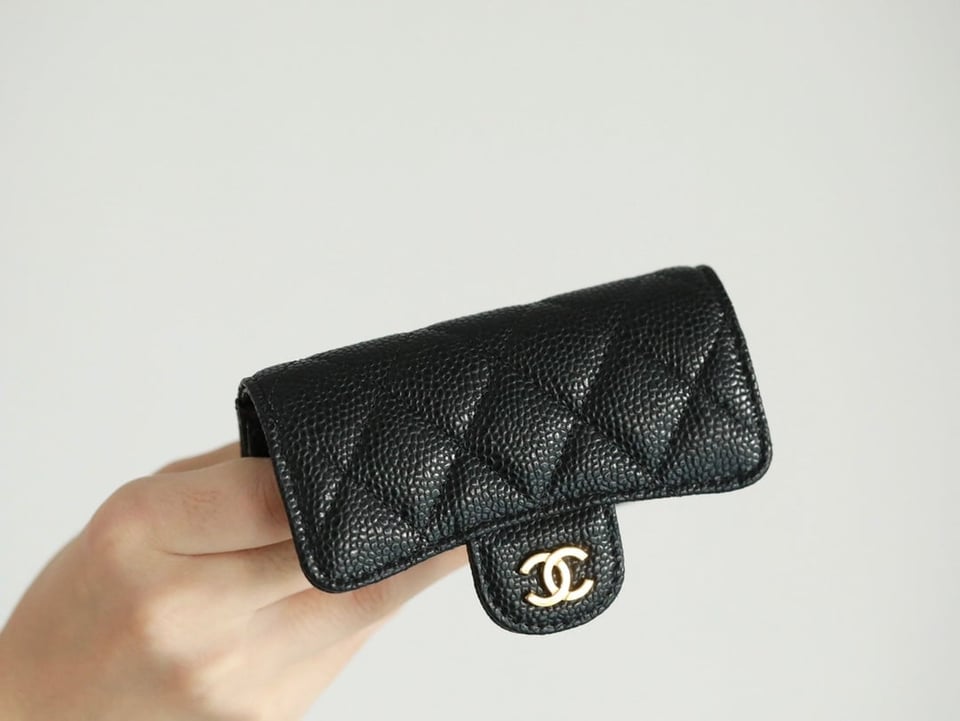Chanel Flap Card Holder 11.3 Black Grained Calfskin Gold Icon view 6