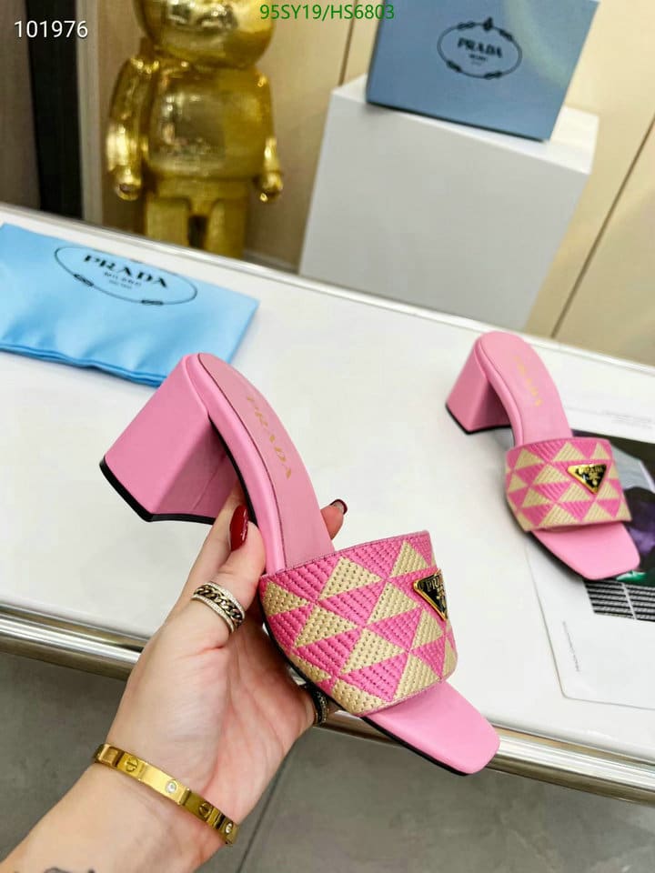 Prada Triangolo Jacquard Mules Pink view 6