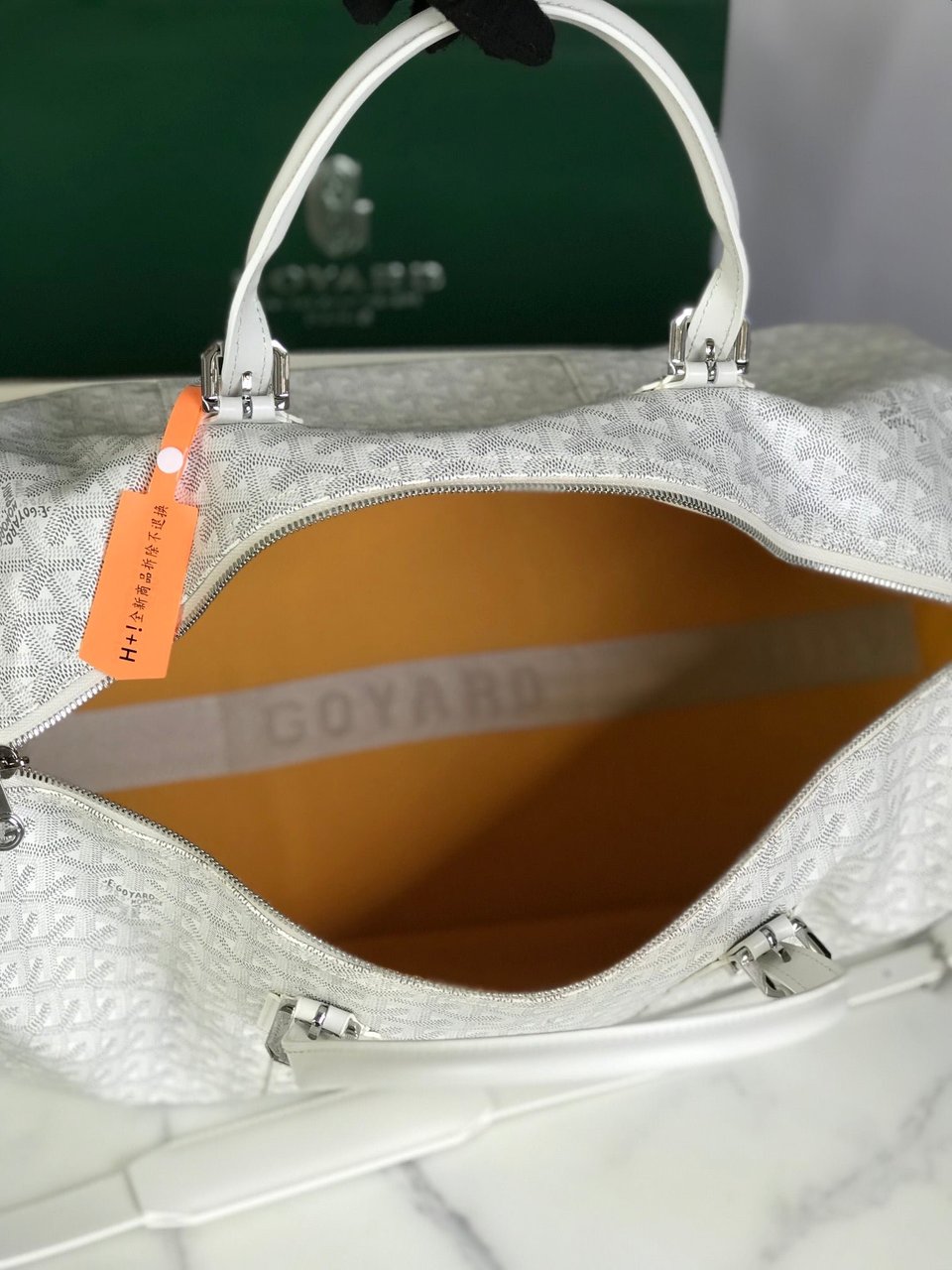 Goyard Boston 50 Bag Cm White Goyardine Canvas And Calfskin Trim view 7