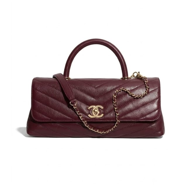 Chanel Maxi Flap Bag With Top Handle 31cm/12.2in Red AS6091