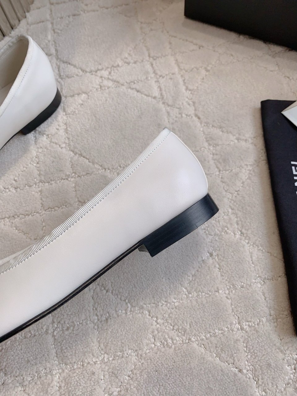 Chanel Cambon Leather Ballet Flats White For Women view 11