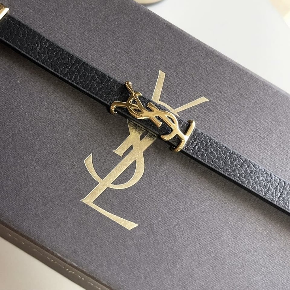 Saint Laurent Ysl Opyum Leather Bracelet Black view 5