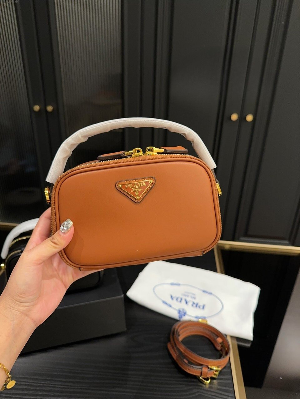 Prada Odette Leather Mini Bag Brown 18Cm view 9