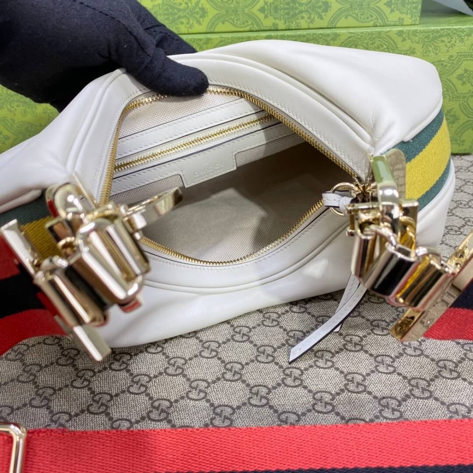 Gucci White Leather Attache Medium Shoulder Bag view 14