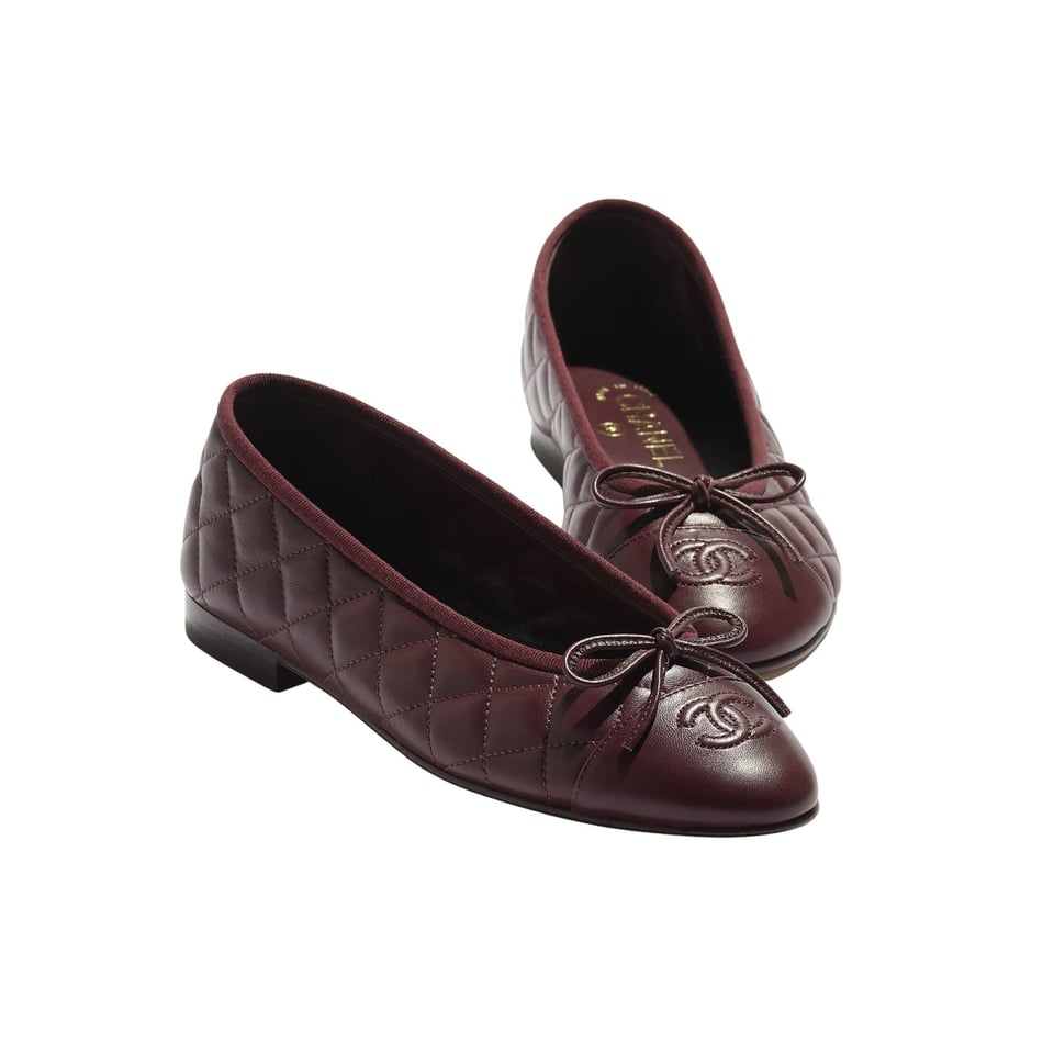 Chanel Quilted Classic Ballerina Flats Quilted Lambskin Burgundy G02819