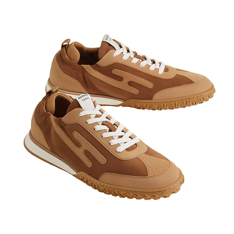 Hermes Jet Sneakers Brun Amourette / Miel Color Goatskin H242925ZHWT410