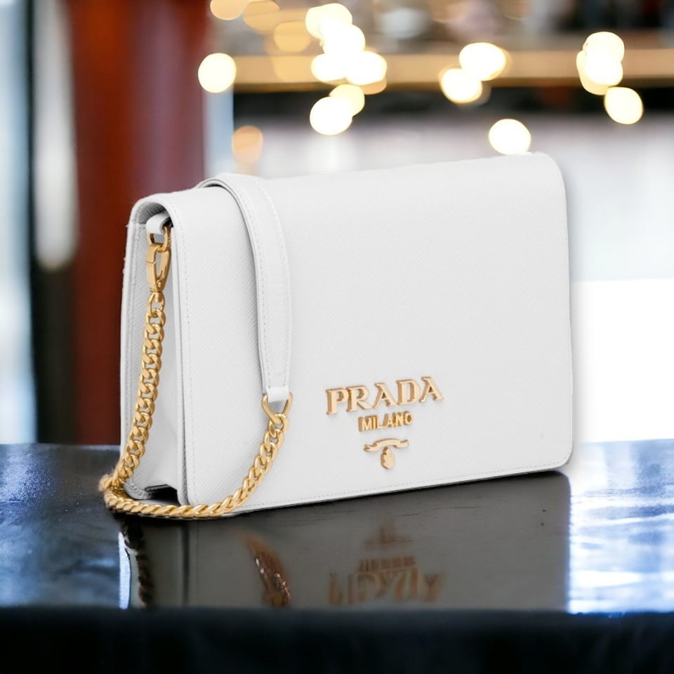 Prada Saffiano Leather Mini Bag White 22Cm view 3