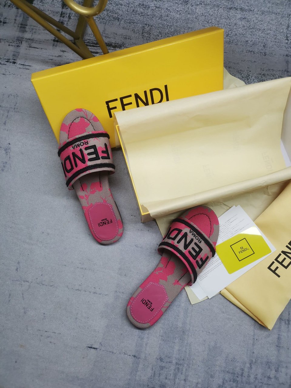 Fendi Signature Canvas Slides Pink 8R8092An7Mf1Kou view 5