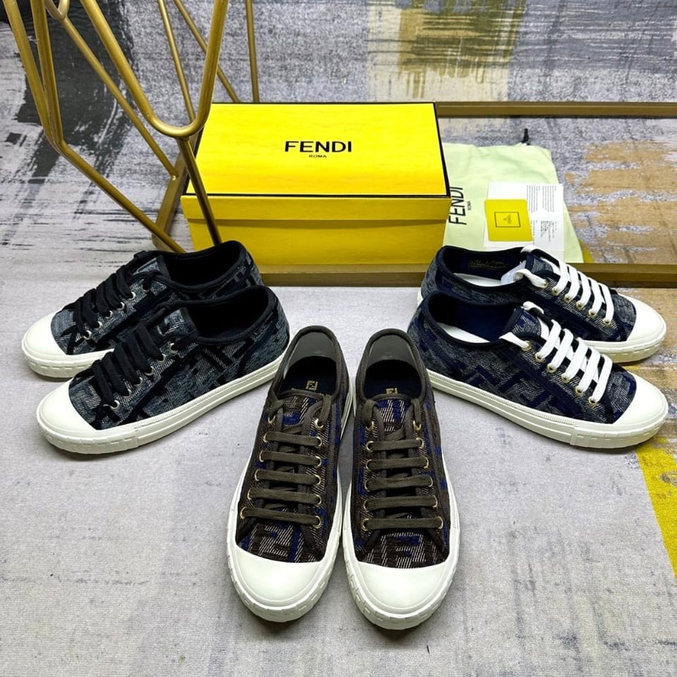 Fendi Domino Ff Denim Low Top Sneakers Blue view 6