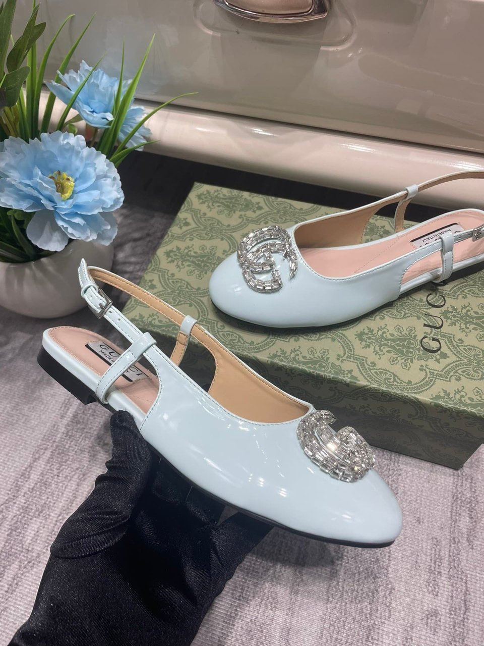 Gucci Women’S Ballerina With Double G Pale Green 762765 Bnc00 3401 view 8