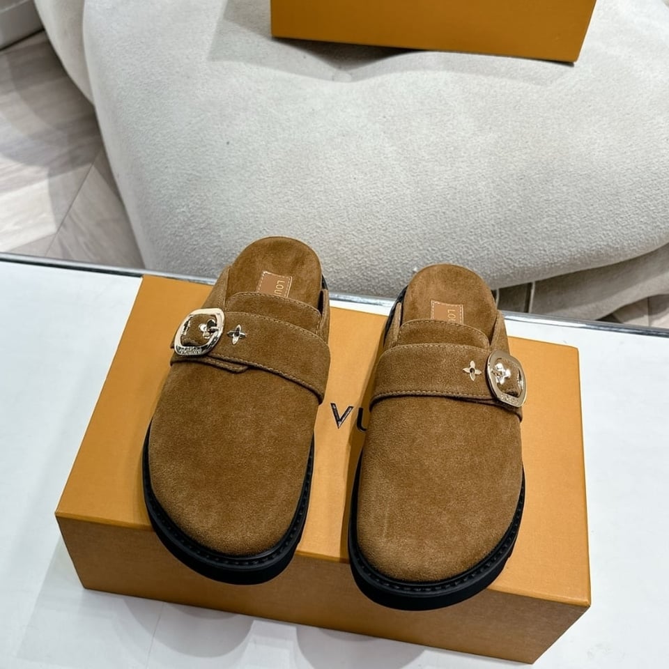 Louis Vuitton Cosy Flat Comfort Clog Tobacco Brown 1Agvpd view 3
