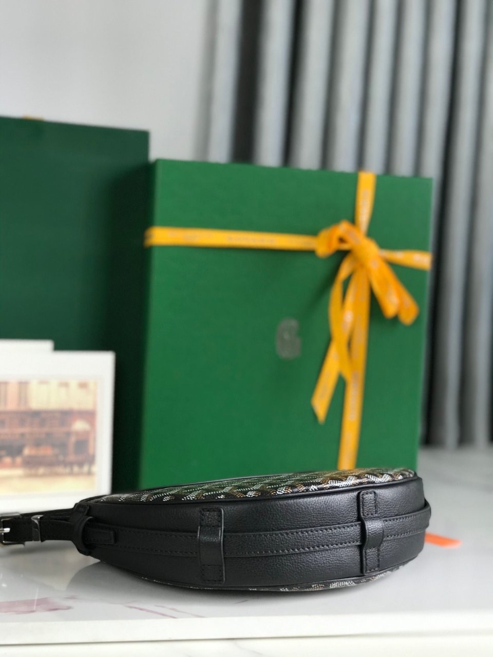Goyard Hirondelle Bag 25 Cm Black Lambskin And Goyardine Canvas view 4
