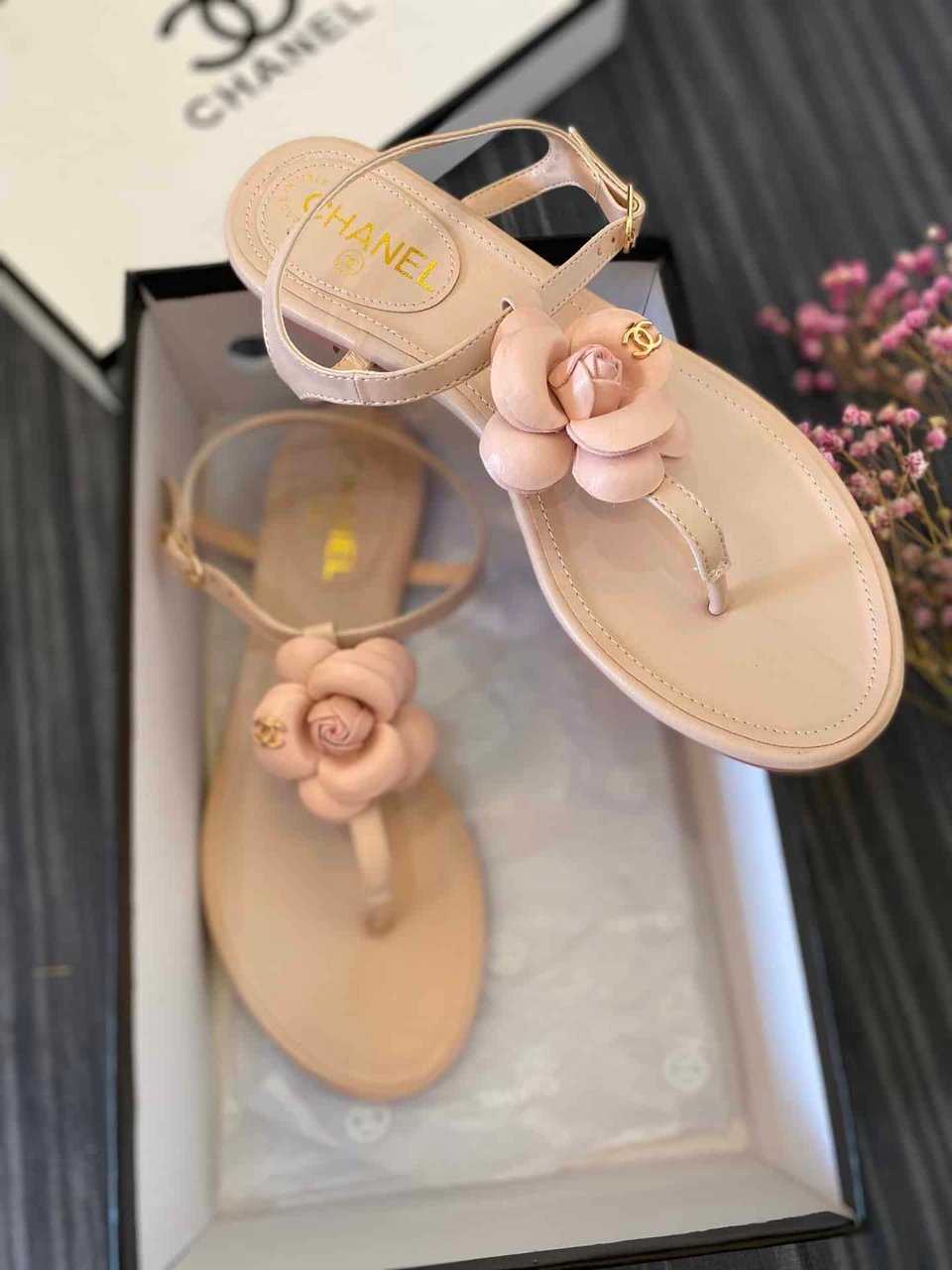 Chanel Jelly Rubber Camellia Sandals Pink view 7