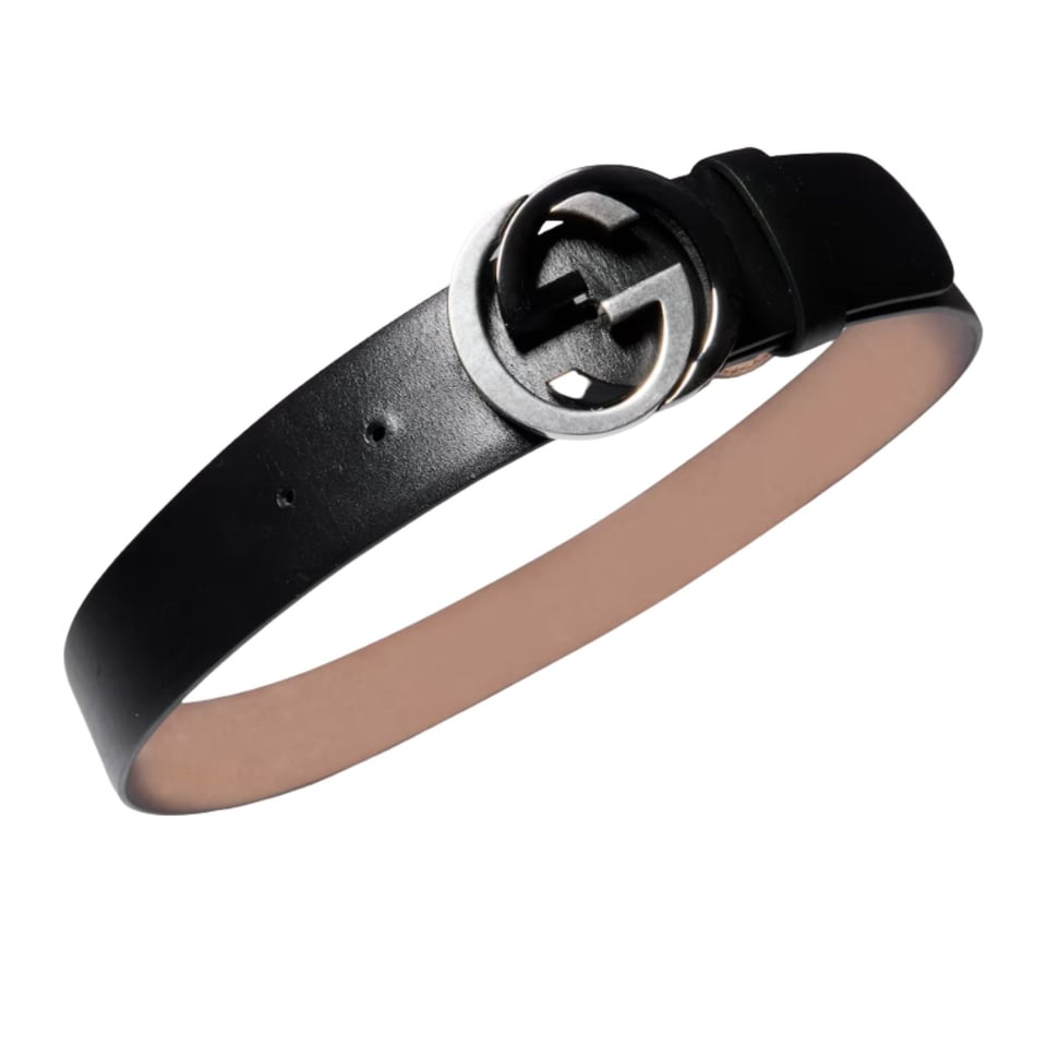 Gucci Wide Belt With Interlocking G Buckle Black Leather 874733 CVE0X 1000 view 3