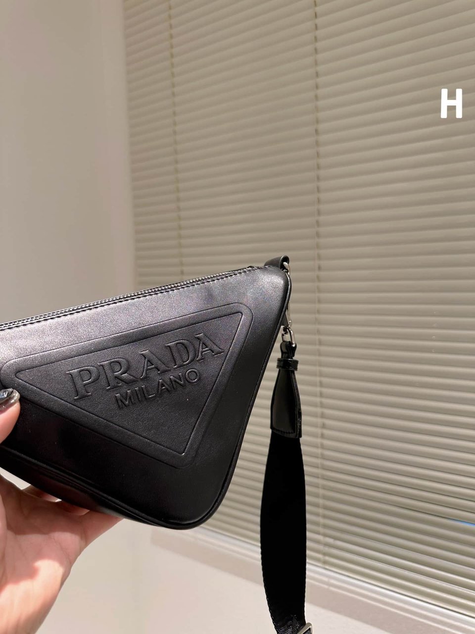 Prada Triangle Leather Mini Bag Black 27Cm view 7