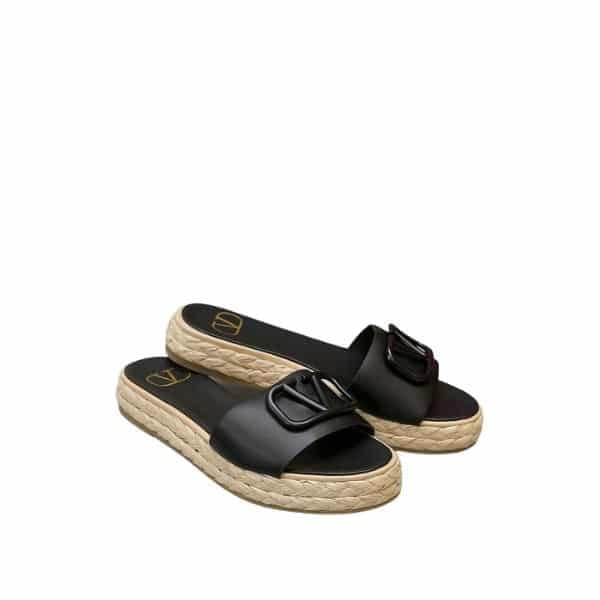Valentino Garavani Vlogo Signature Slide Sandals Black view 2