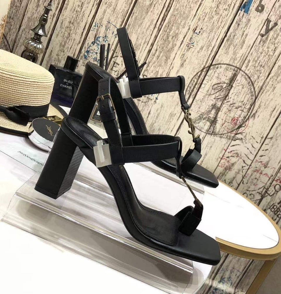 Saint Laurent Cassandra Leather Slingback Sandals Black 658198Dwett1000 view 4
