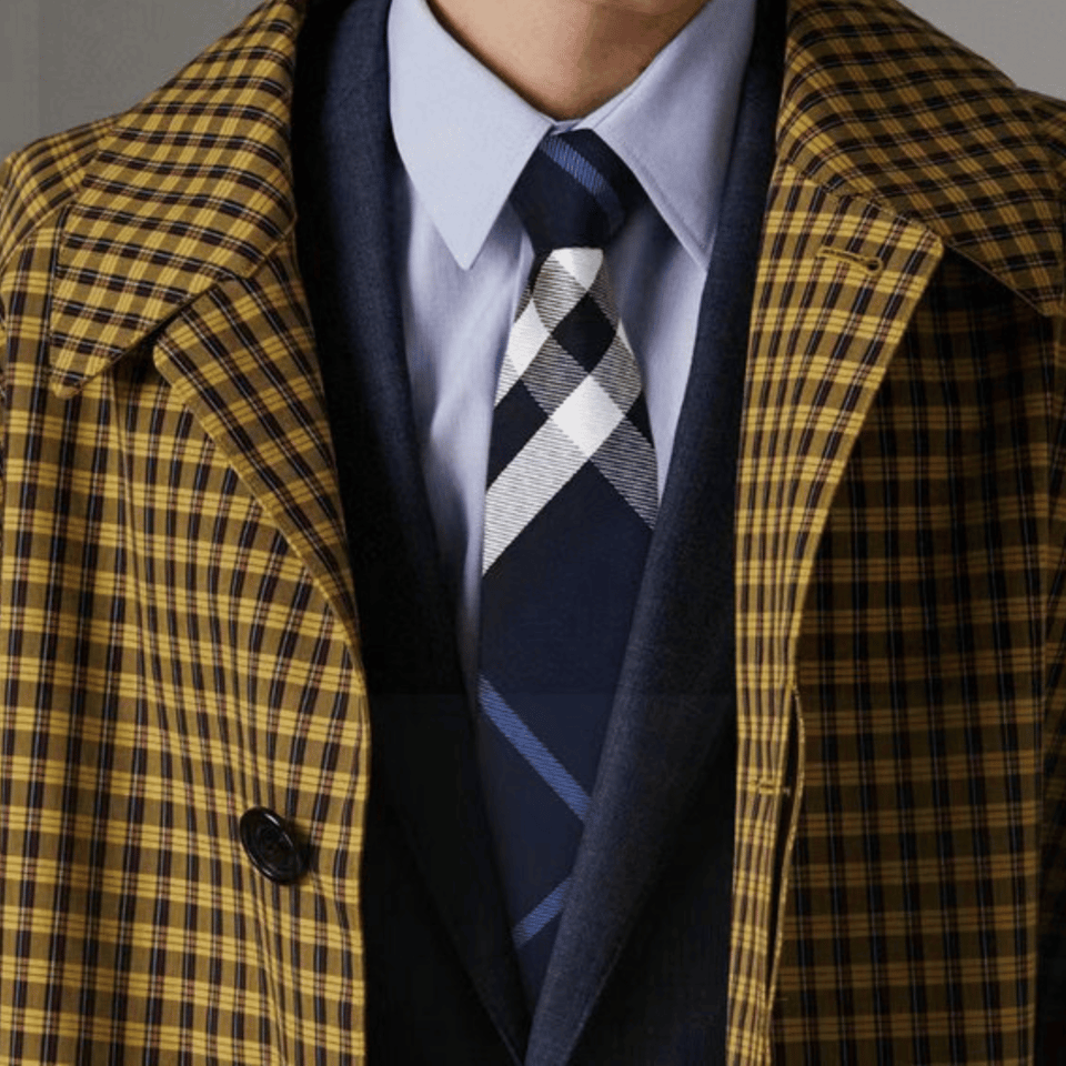 Burberry Navy Nova Check Silk Tie For Men view 10