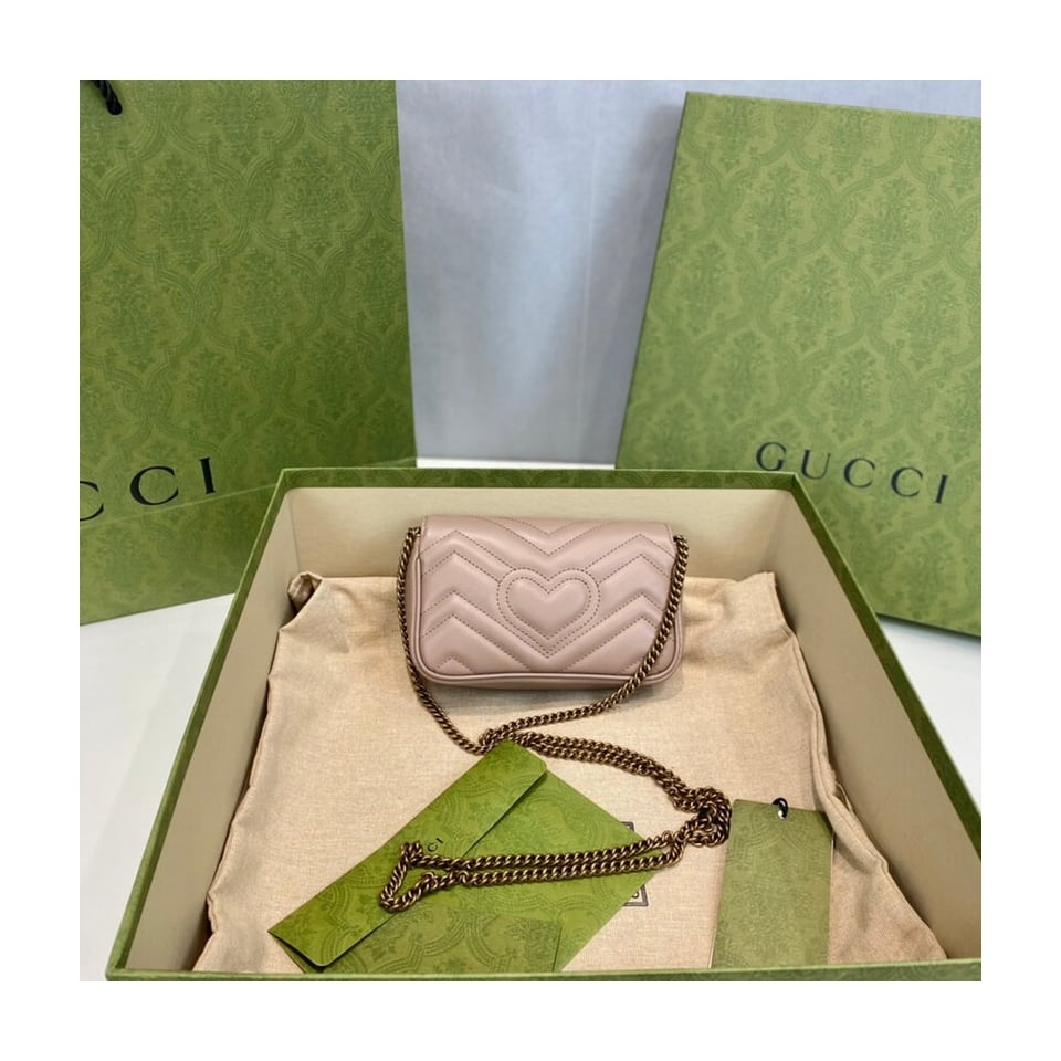Gucci GG Marmont Matelasse Chevron Leather Super Mini Bag Nude Pink view 8