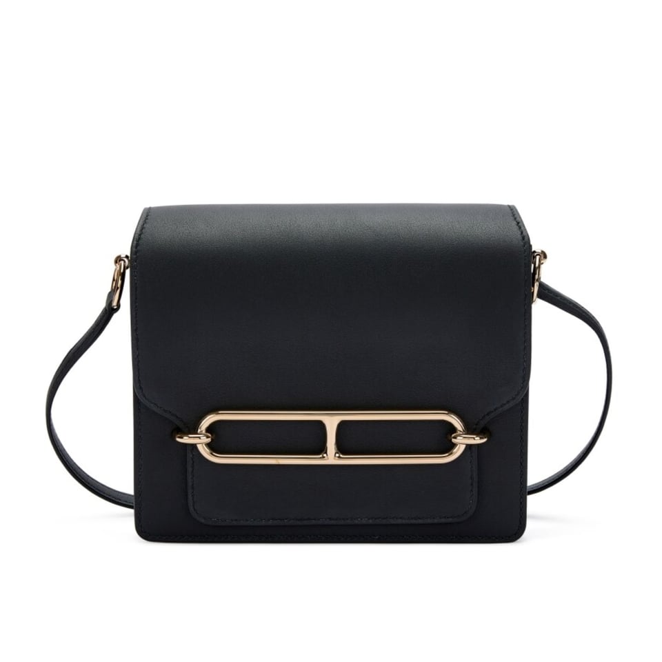 Hermes Shiny Alligator Mini Roulis Permabrass Hardware Black 18Cm view 2