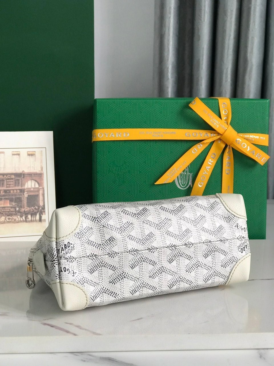 Goyard Vendôme Cosmetic Pouch 17cm White Goyardine Canvas And Calfskin Trim view 4