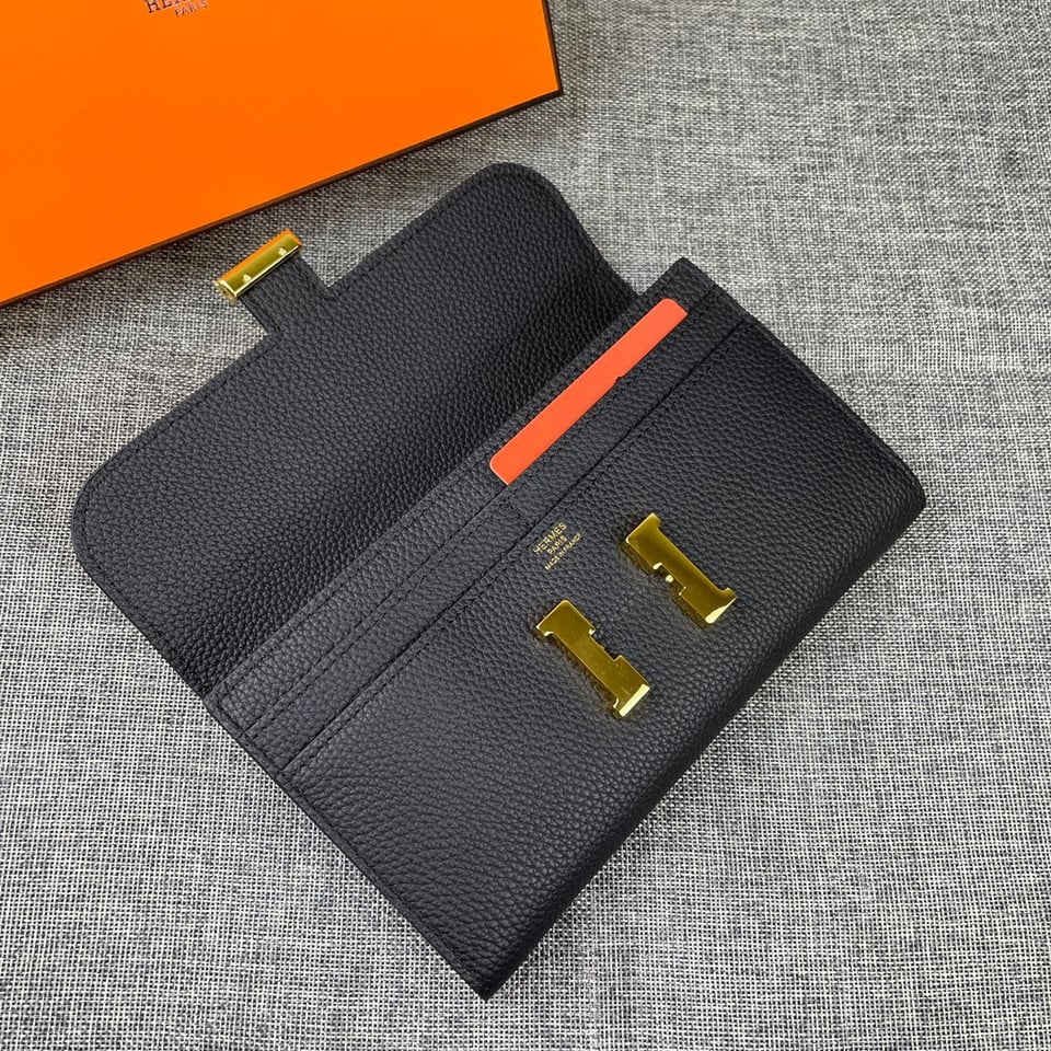 Hermes Constance Wallet Epsom Leather Gold Hardware In Black 20cm view 8