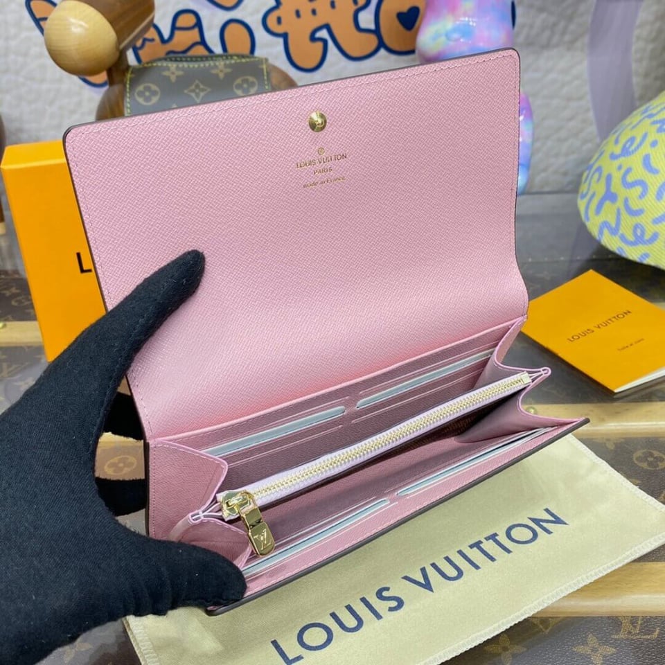 Louis Vuitton Vivienne Sailing Damier Ebene Sarah Wallet Pink view 11