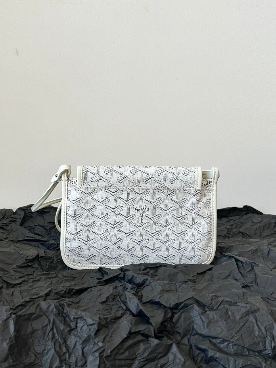 Goyard Plumet Pocket Wallet 20 Cm White Goyardine Canvas And Lambskin Trim view 6