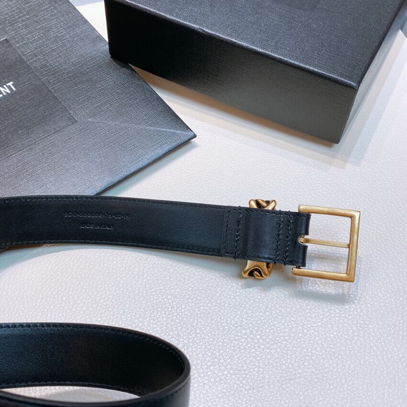 Saint Laurent Chain-Loop Narrow Belt With Square Buckle In Lacquered Python 640575 view 7