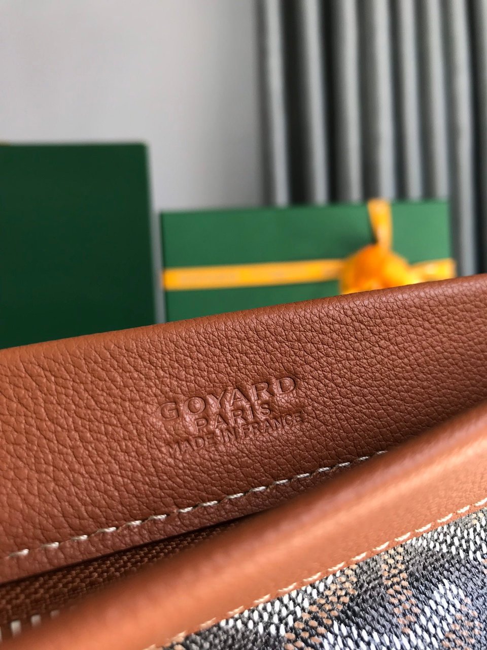 Goyard Conti Pouch 24 Cm Tan Lambskin And Black Goyardine Canvas view 10