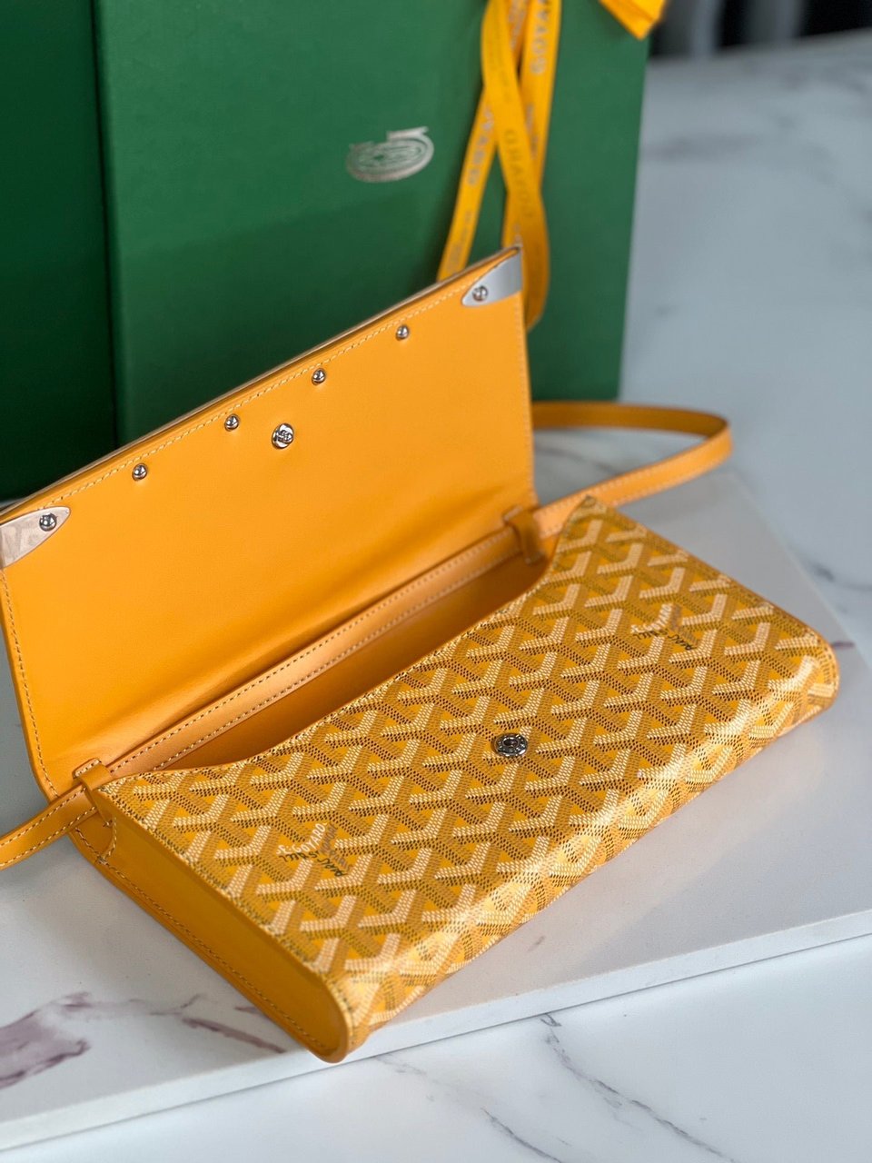 Goyard Monte-Carlo Pm Clutch 25cm Yellow Goyardine Canvas view 6