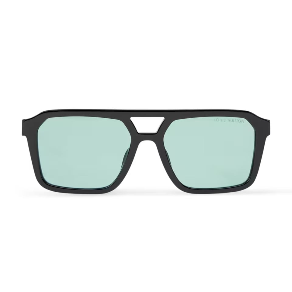 Louis Vuitton Hit Pilot Square-Shaped Sunglasses Black Z3118U view 3