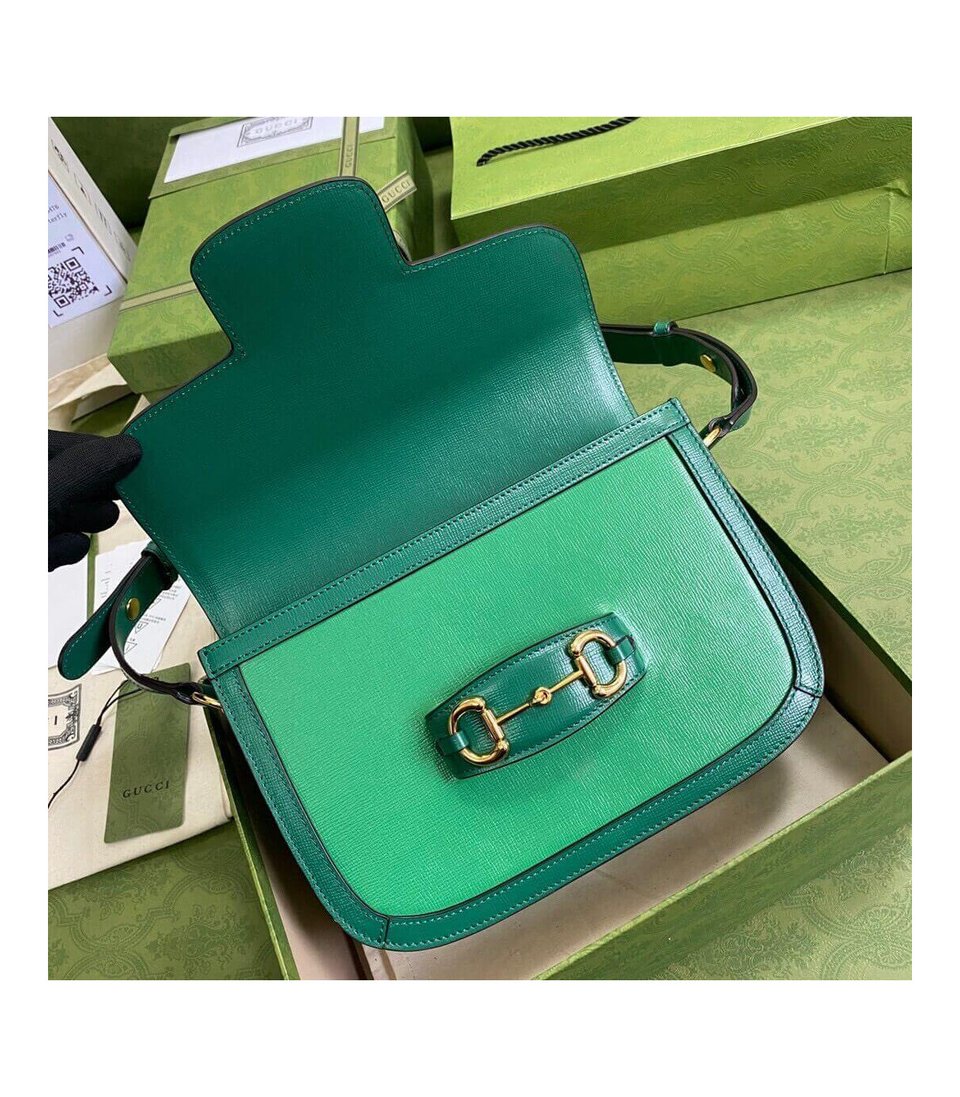 Gucci Horsebit 1955 Small Shoulder Bag Green Leather view 10