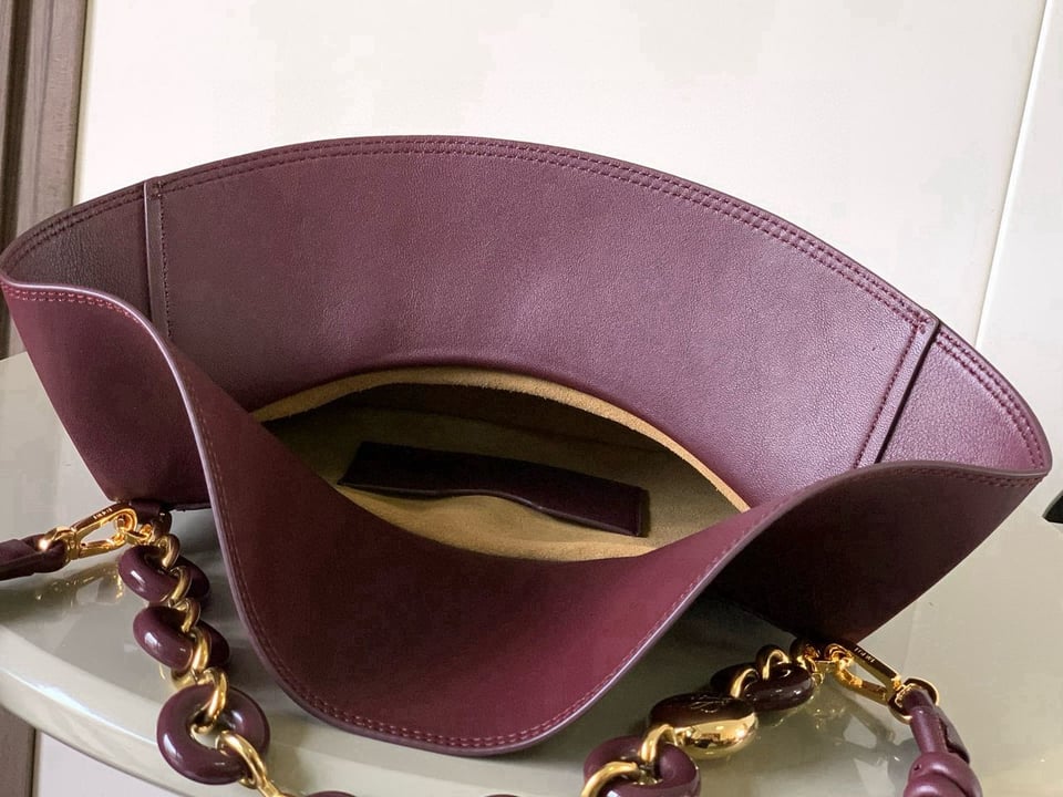 LOEWE Burgundy Medium Leather Ola Shoulder Bag view 8