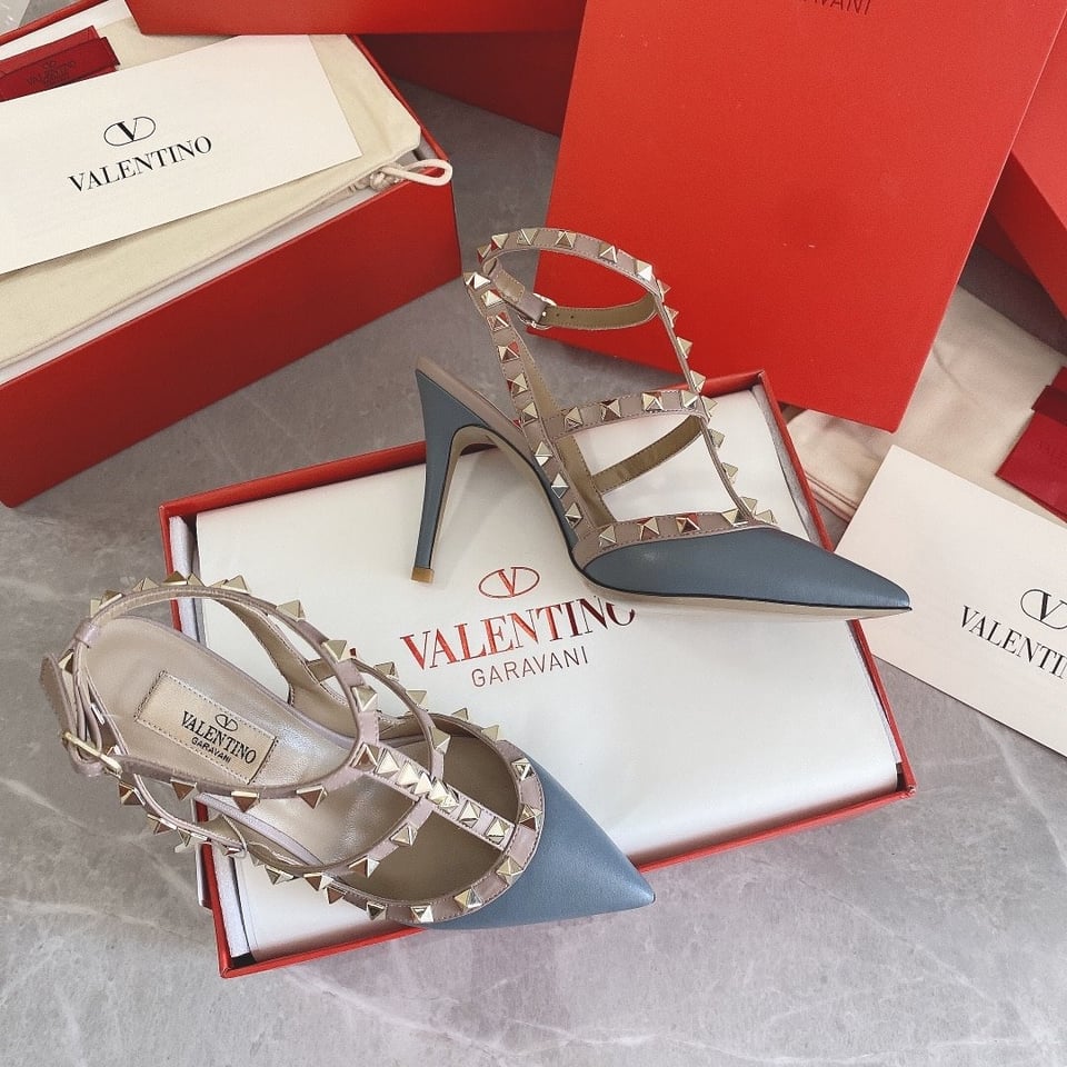 Valentino Patent Rockstud Caged Pump 100Mm Blue view 7