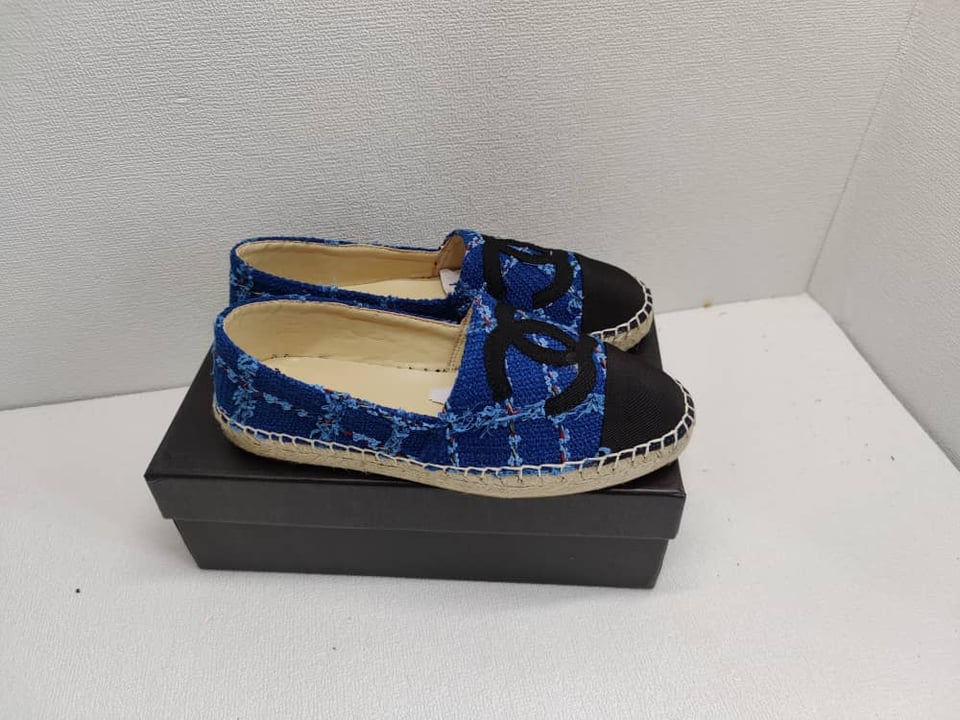 Chanel Espadrilles Cotton Tweed And Grosgrain Blue G29762 Y56424 K5509 view 4