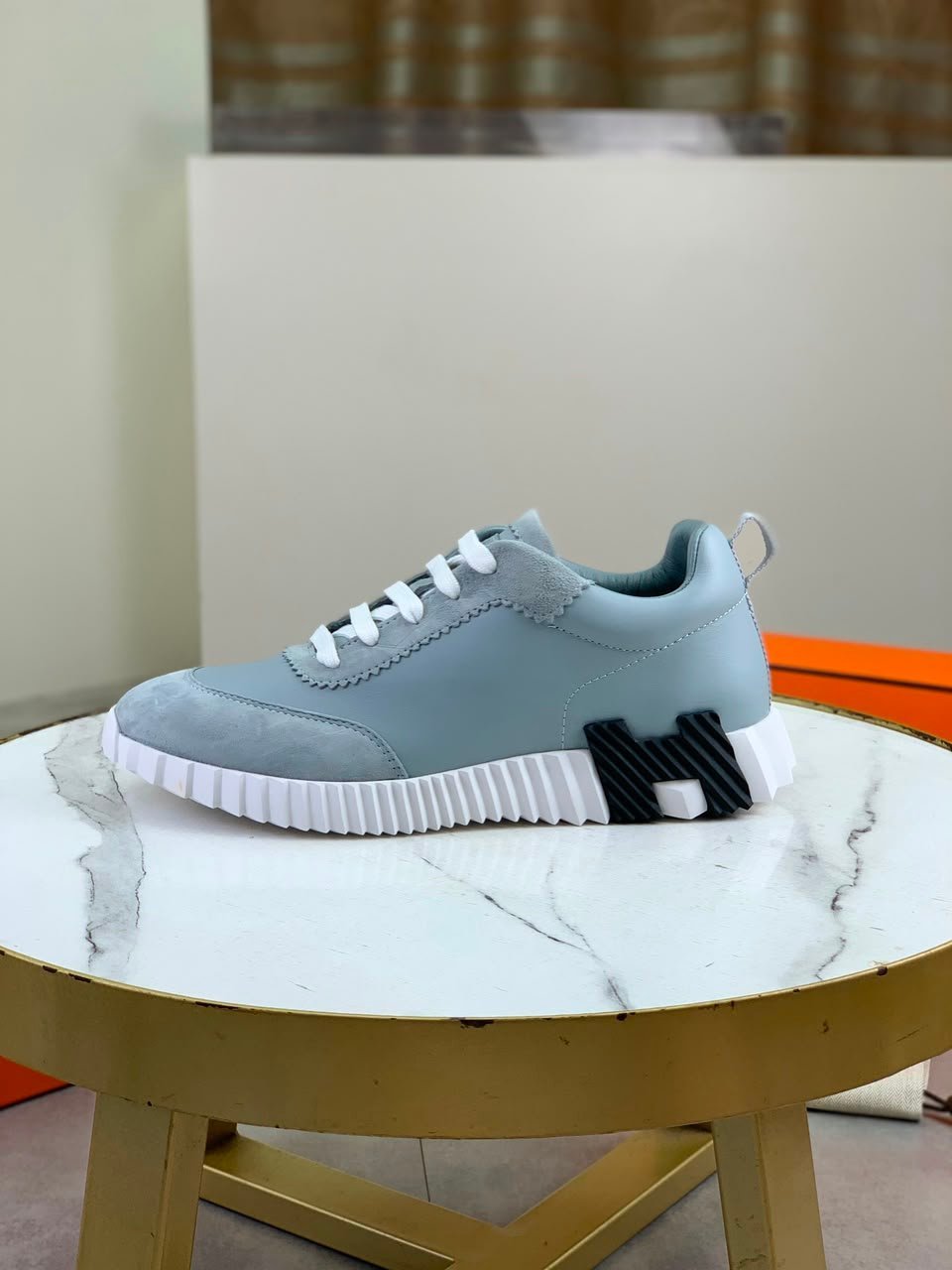 Hermes Bouncing Sneakers Bleu Tonnerre Color Goatskin H221898ZHB1400 view 9