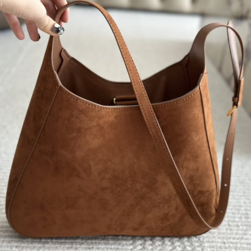 Prada Large Suede Shoulder Bag Cocoa Brown 34Cm view 10