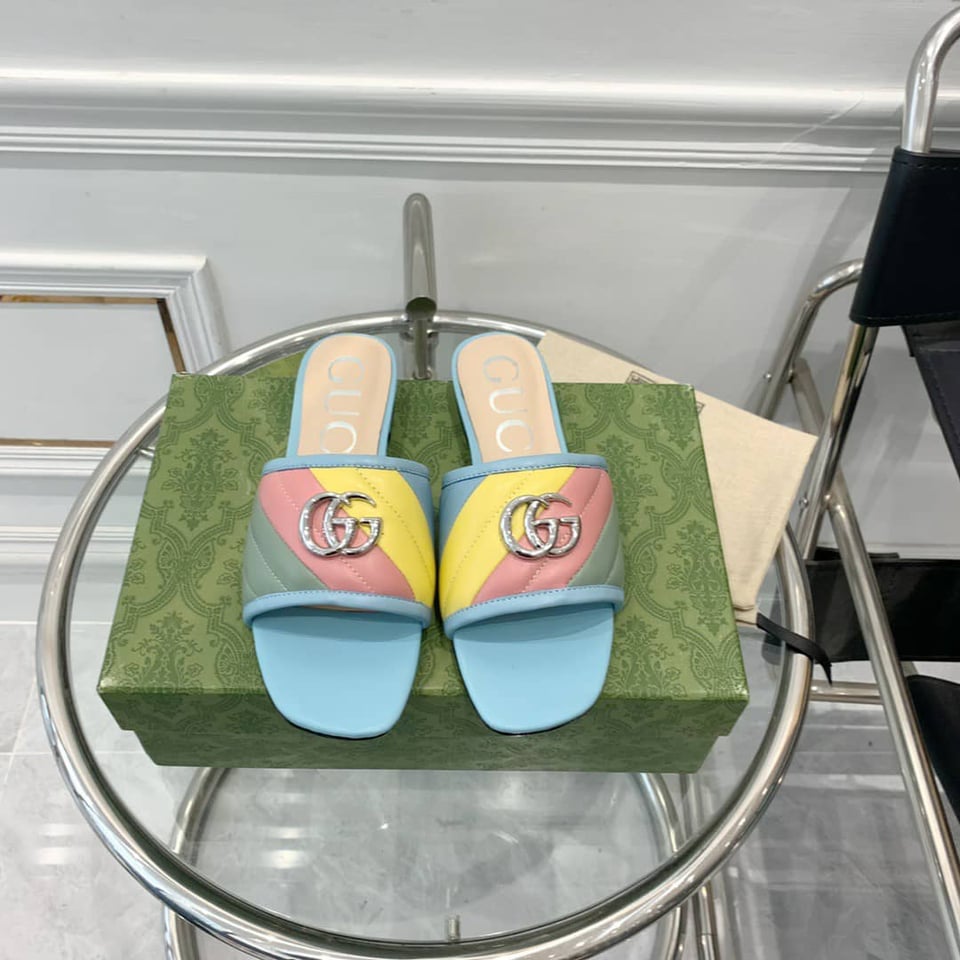 Gucci Double G Rainbow Mules view 3