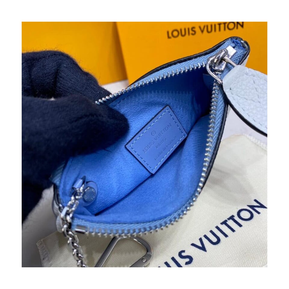 Louis Vuitton Key Pouch in Blue Gradient Mahina Perforated Leather view 8