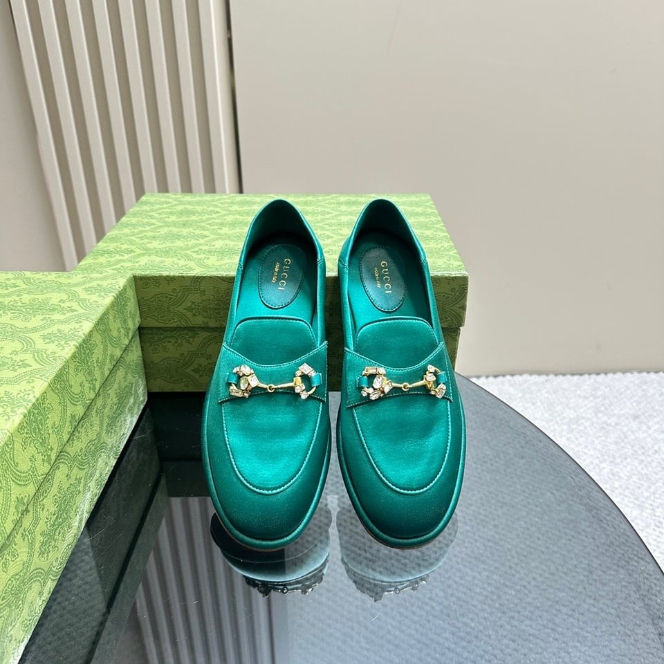 Gucci Women’S Horsebit Loafer With Crystals Blue view 5