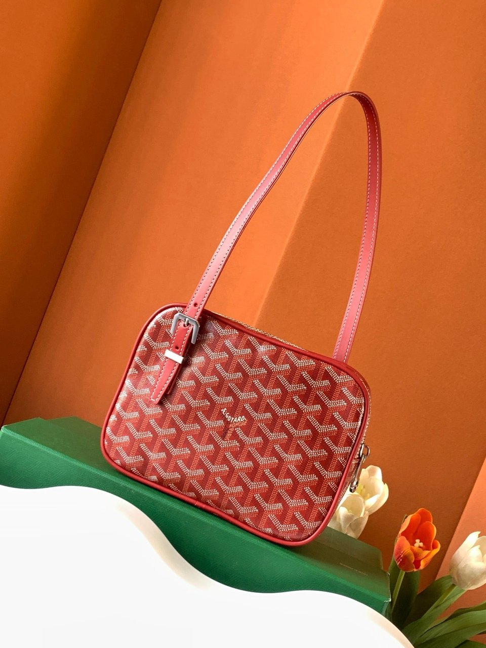 Goyard Yona Bag Coated MM 21Cm Red Canvas view 4