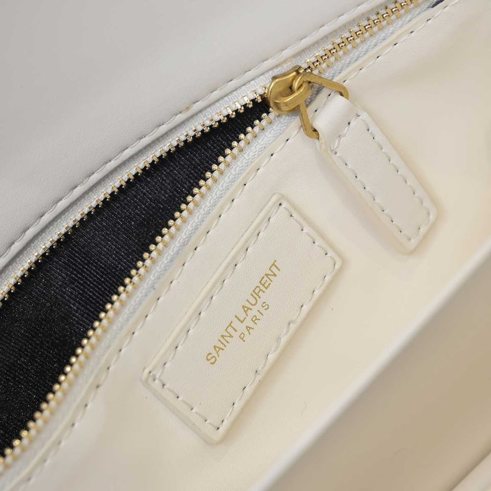 Saint Laurent Le Maillon Satchel In Smooth Leather Blanc Vintage view 9