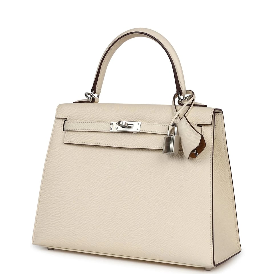 Hermes Kelly 25 Bag In Nata Verso Epsom Leather For Women 25cm/10in view 8