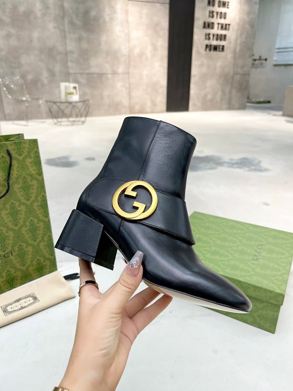 Gucci Blondie Women’S Ankle Boot Leather Black 700016C9D001000 view 5