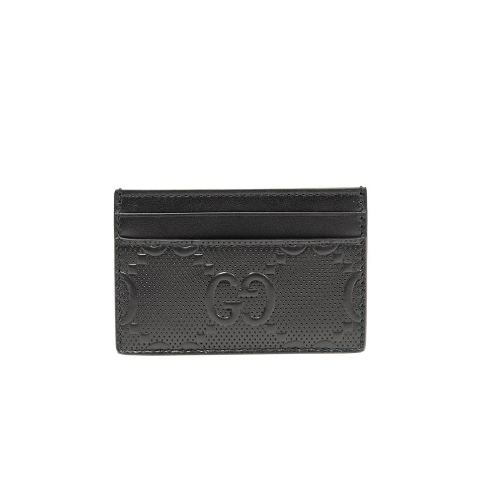 Gucci GG Embossed Card Case Black 4in/10cm For Men