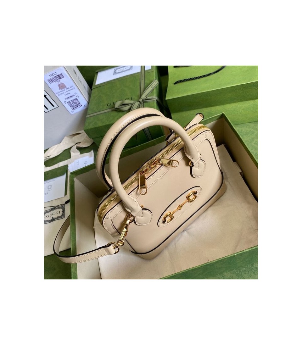 Gucci Horsebit 1955 Small Top Handle Bag in Wheat Leather view 5