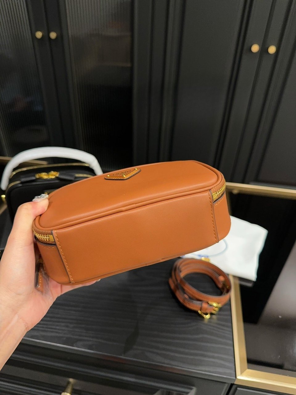 Prada Odette Leather Mini Bag Brown 18Cm view 6