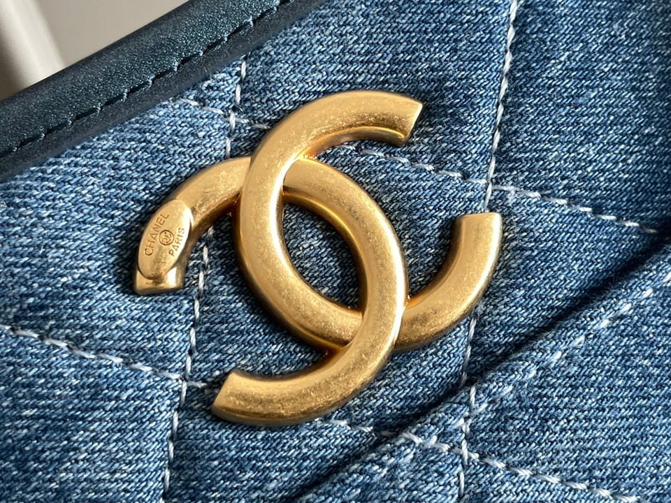 Chanel 24S 20Cm Hobo Bag Blue Denim Gold Hardware view 10