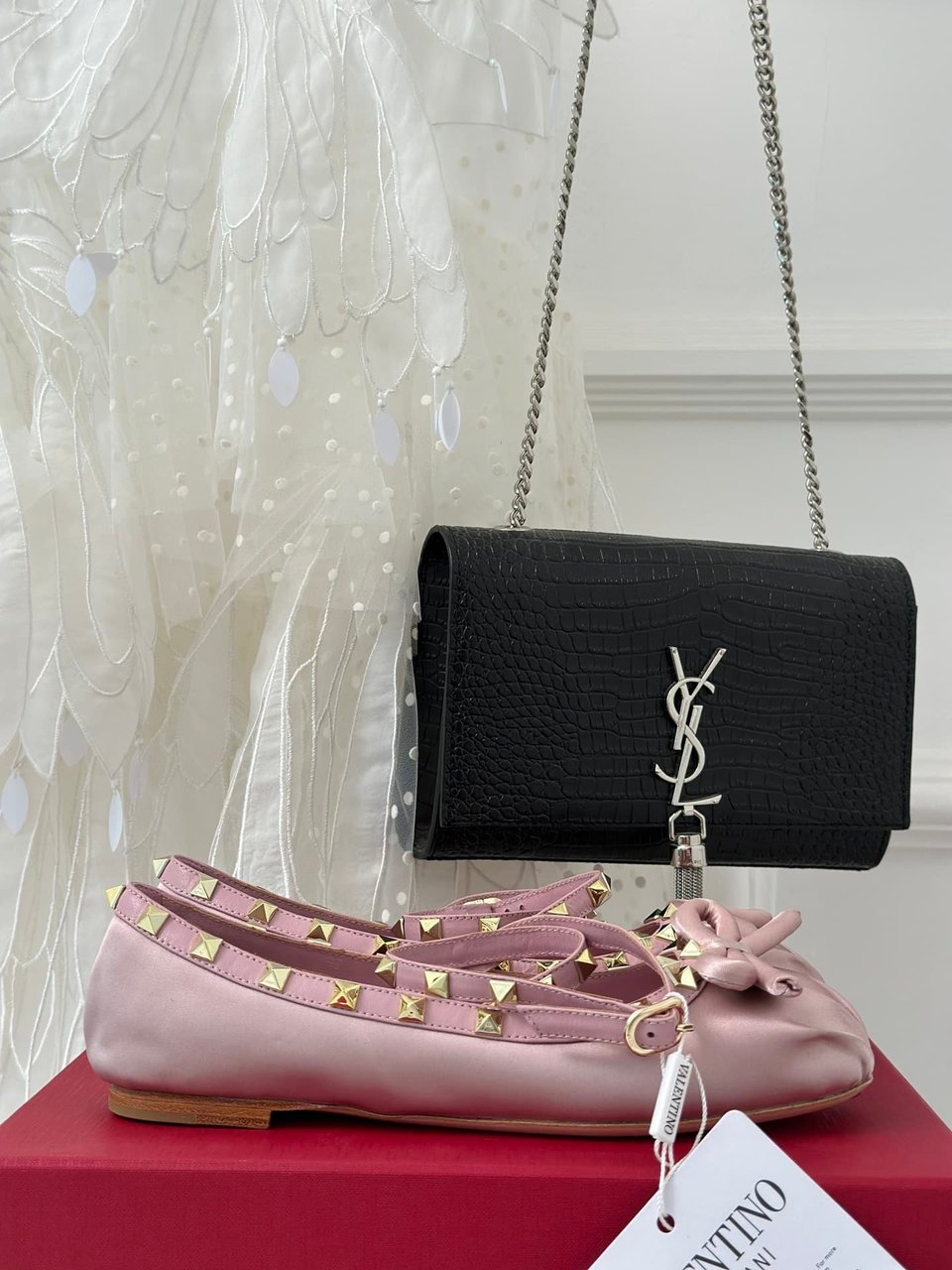 Valentino Garavani Rockstud Satin Ballerina Water Lilac 3W2S0Hb6Swh 6E0 view 11